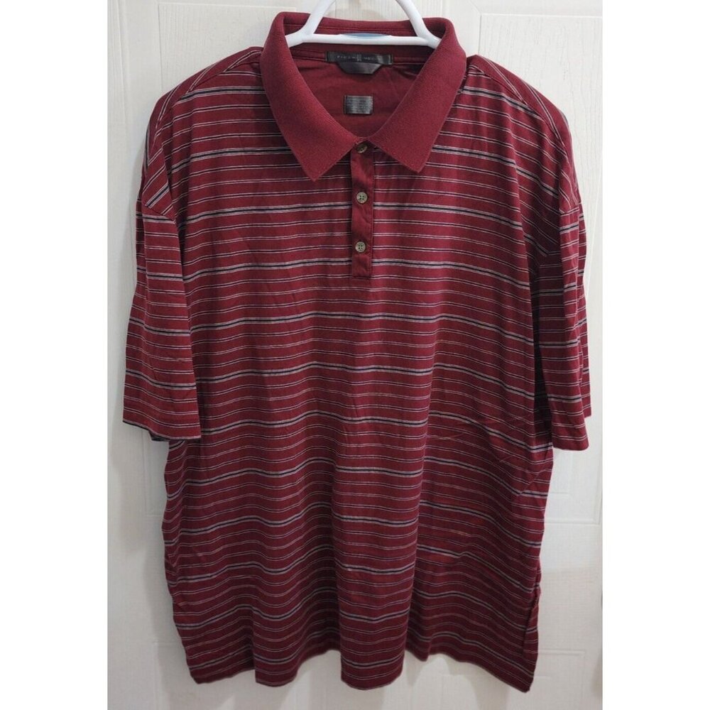Nike Tiger Woods Red Striped‎ Golf Short Sleeve Polo Shirt Size XL 100% Cotton